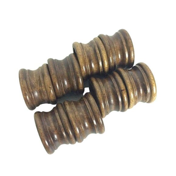 Turned Wood Napkin Rings Set Of 8 Brown Made In Taiwan Vintage 70s - Picture 2 of 4